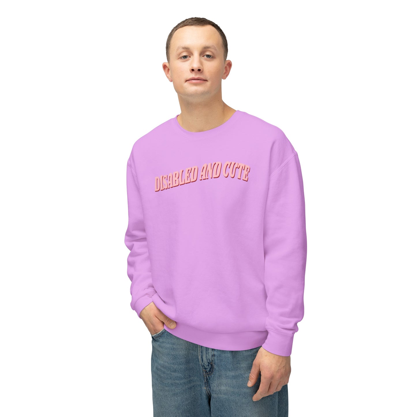 Disabled and Cute Unisex Lightweight Crewneck Sweatshirt