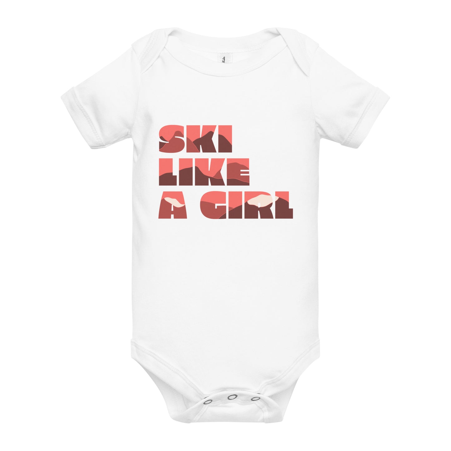 Ski Like A Girl Baby short sleeve one piece