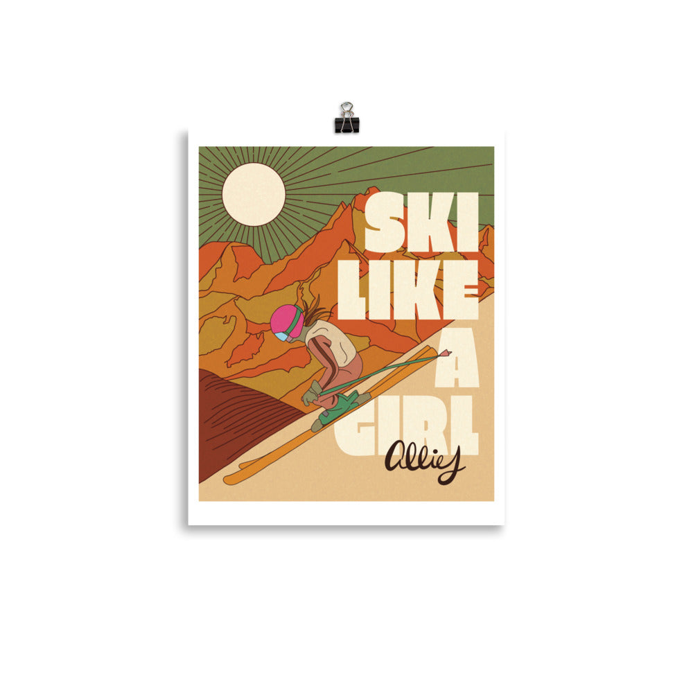 Retro Ski Like A Girl Poster