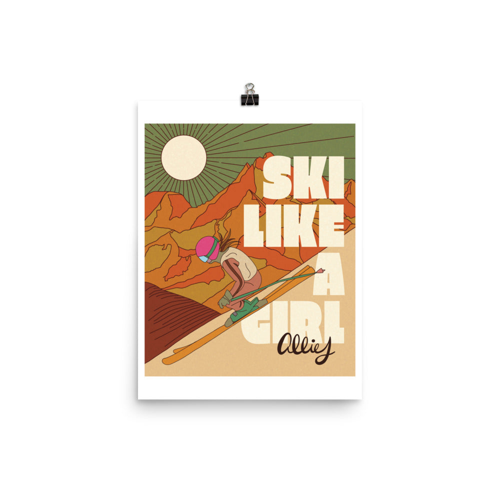 Retro Ski Like A Girl Poster