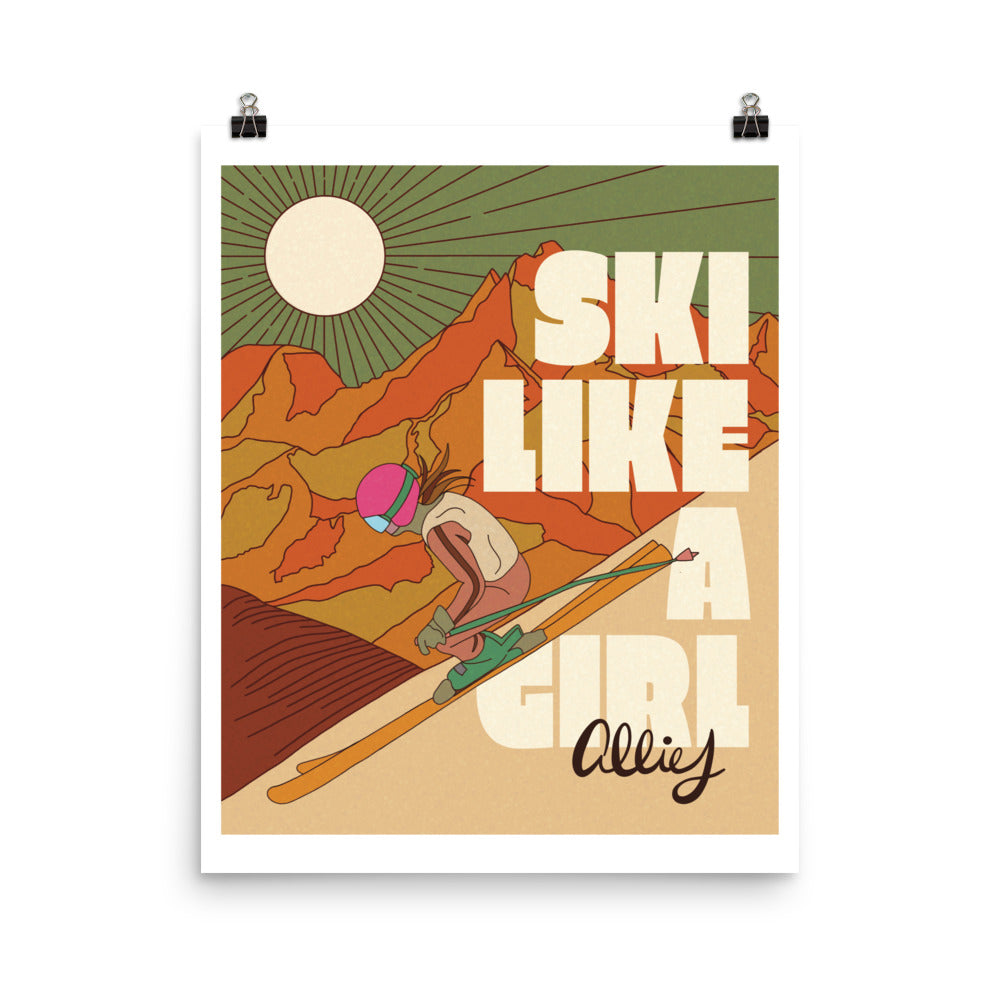 Retro Ski Like A Girl Poster