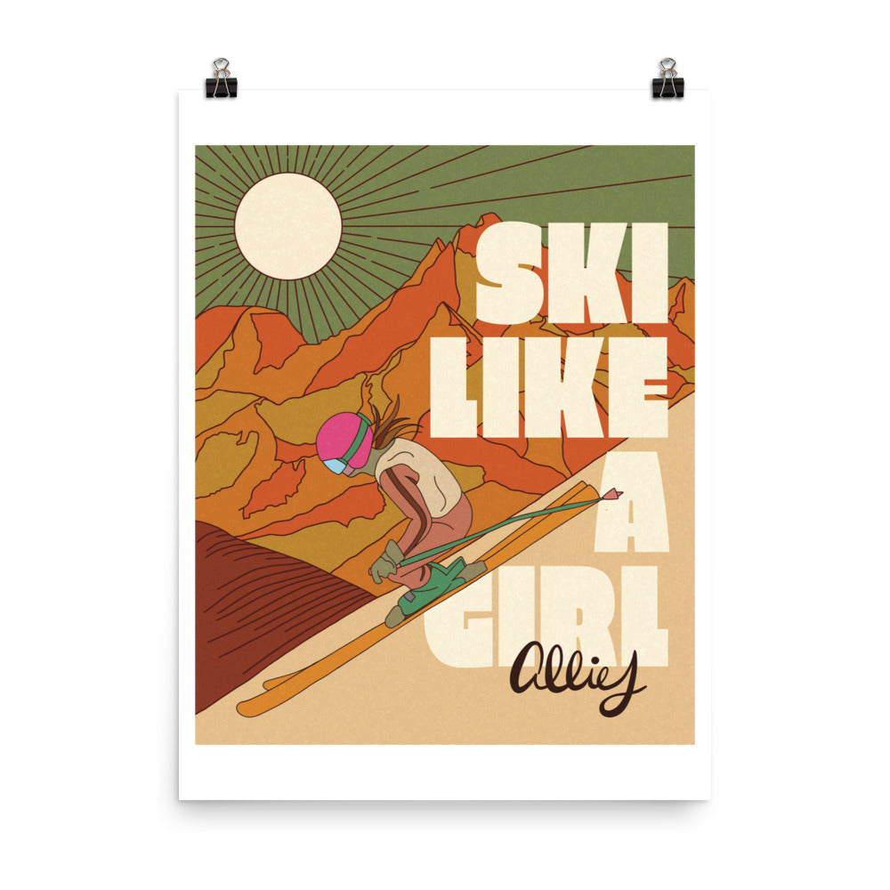 Retro Ski Like A Girl Poster