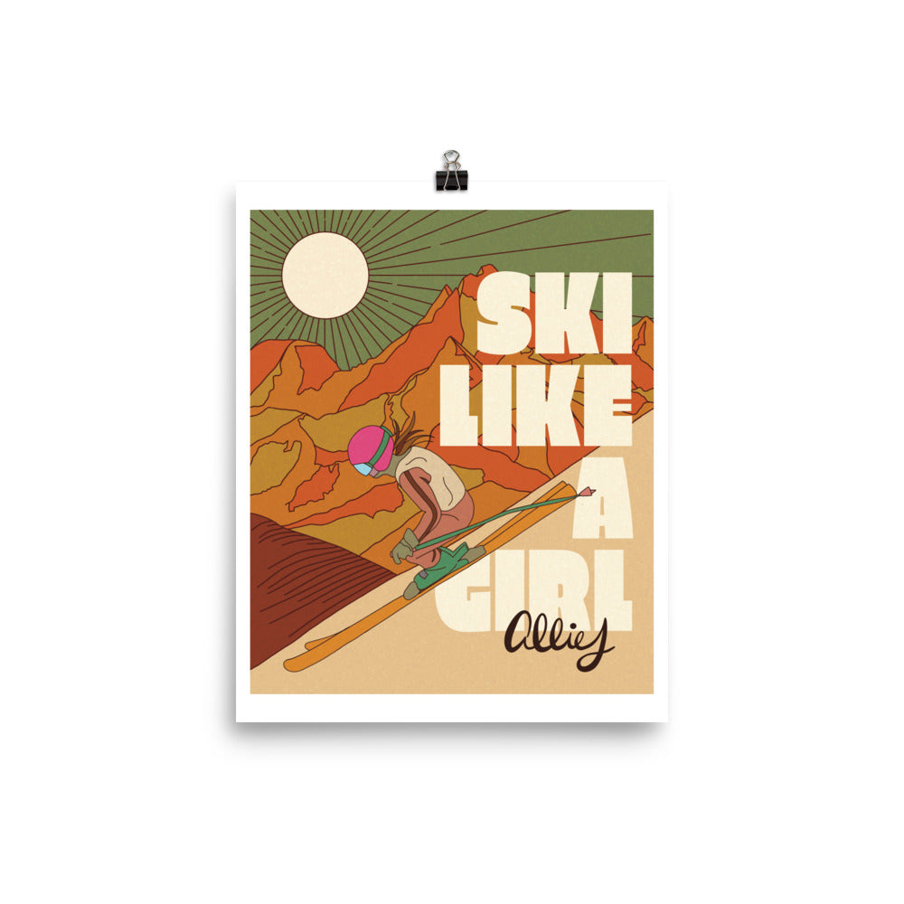 Retro Ski Like A Girl Poster
