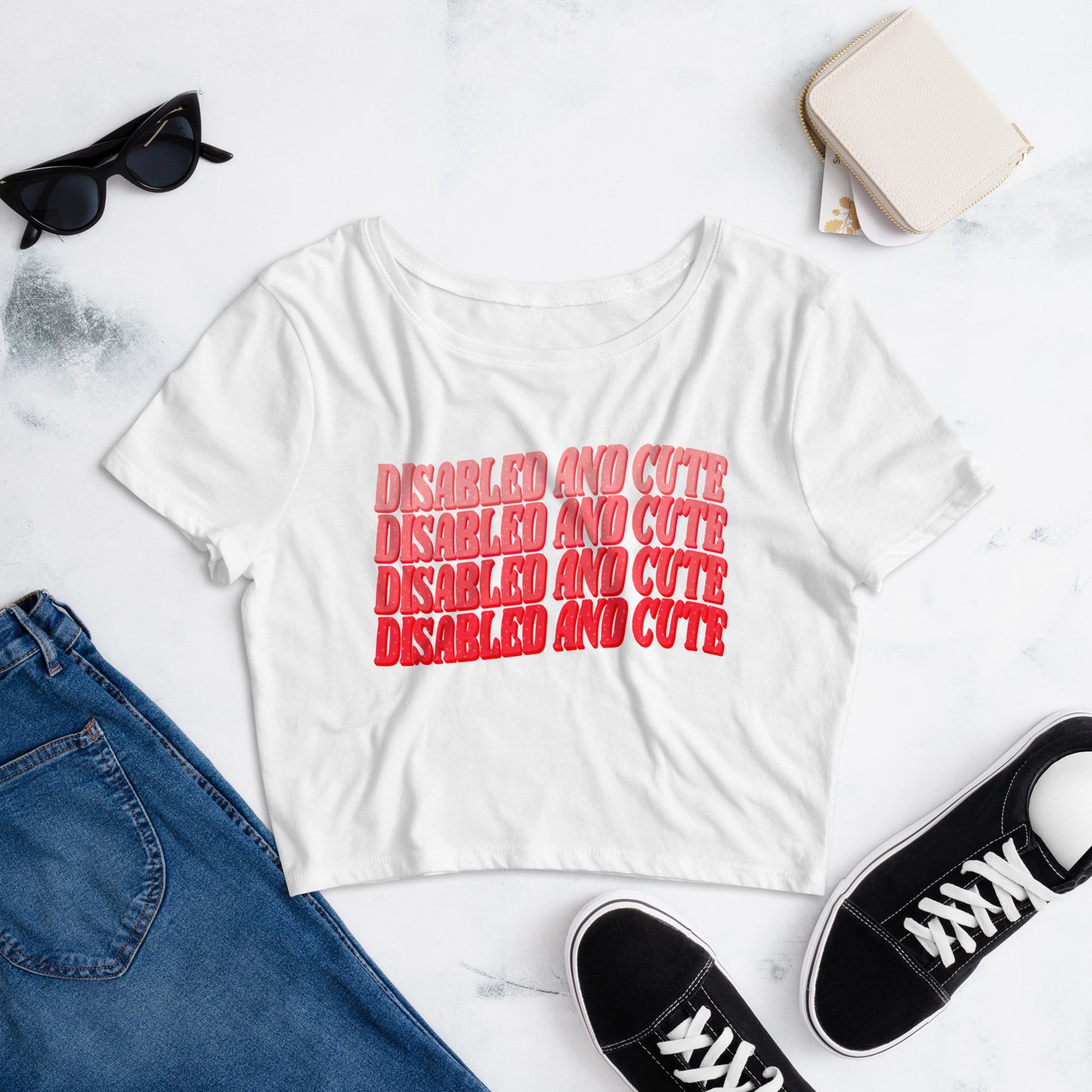 Disabled and Cute Women’s Fitted Crop Tee