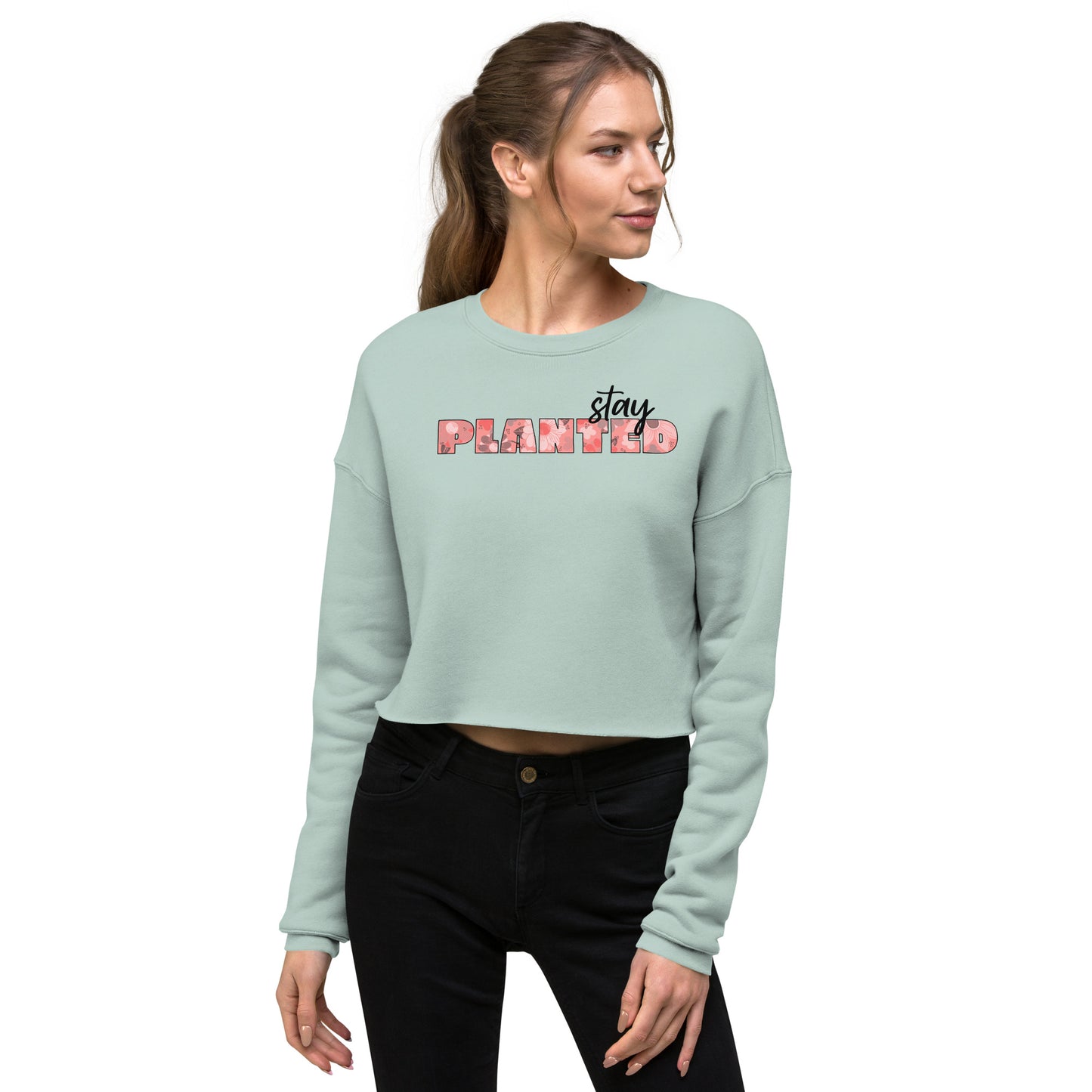Stay Planted Pink Crop Sweatshirt