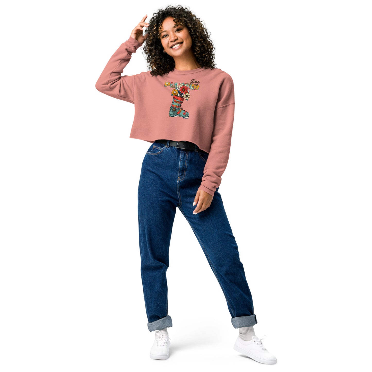 Stay Planted Teal Crop Sweatshirt