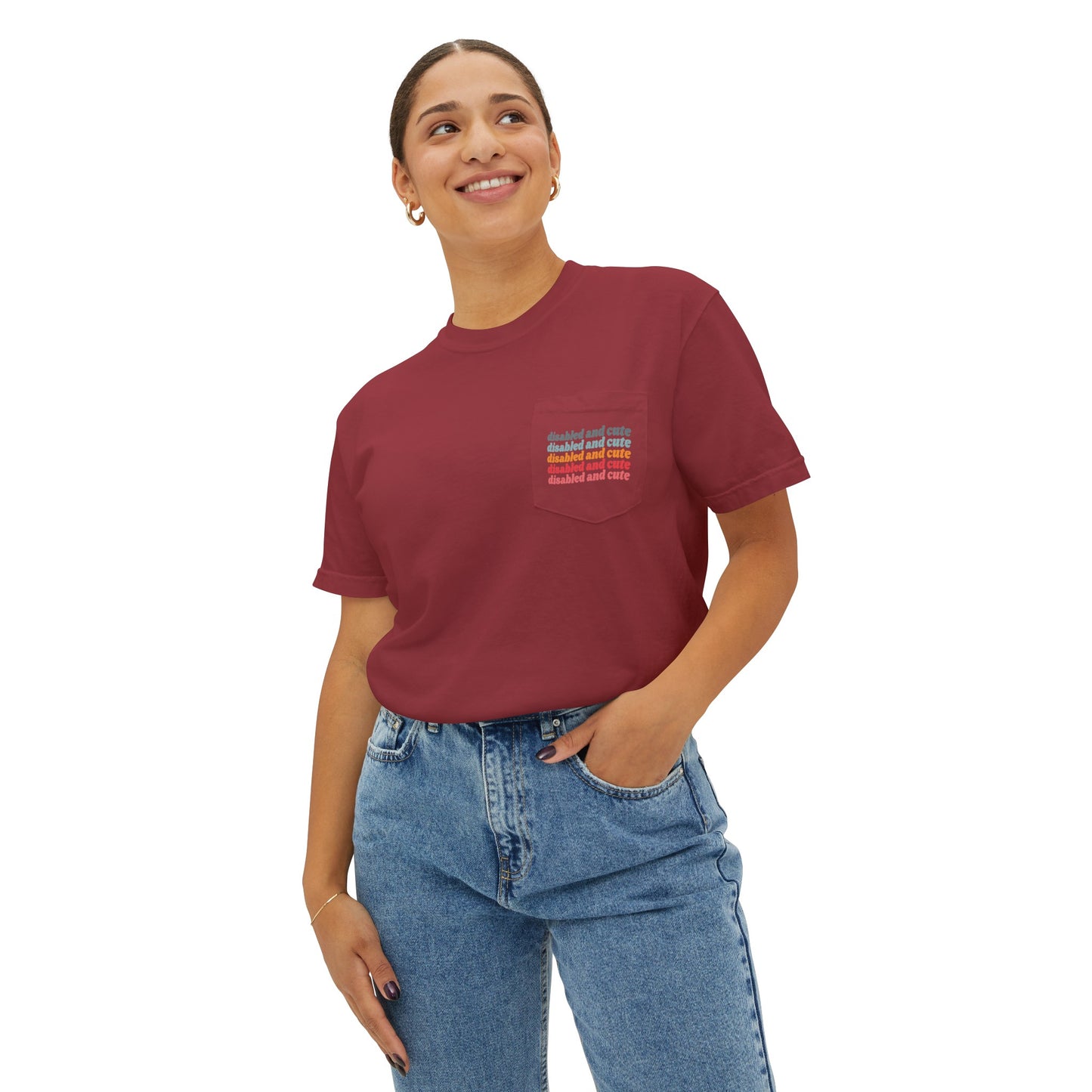 Disabled and Cute Unisex Garment-Dyed Pocket T-Shirt