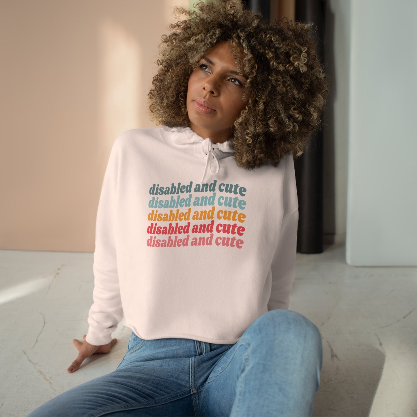 Disabled and Cute Multicolor Crop Hoodie