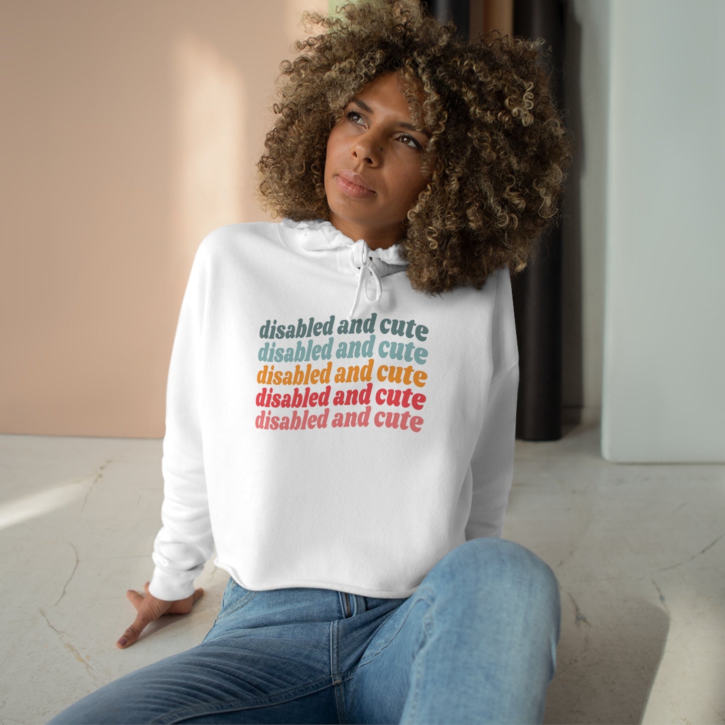 Disabled and Cute Multicolor Crop Hoodie