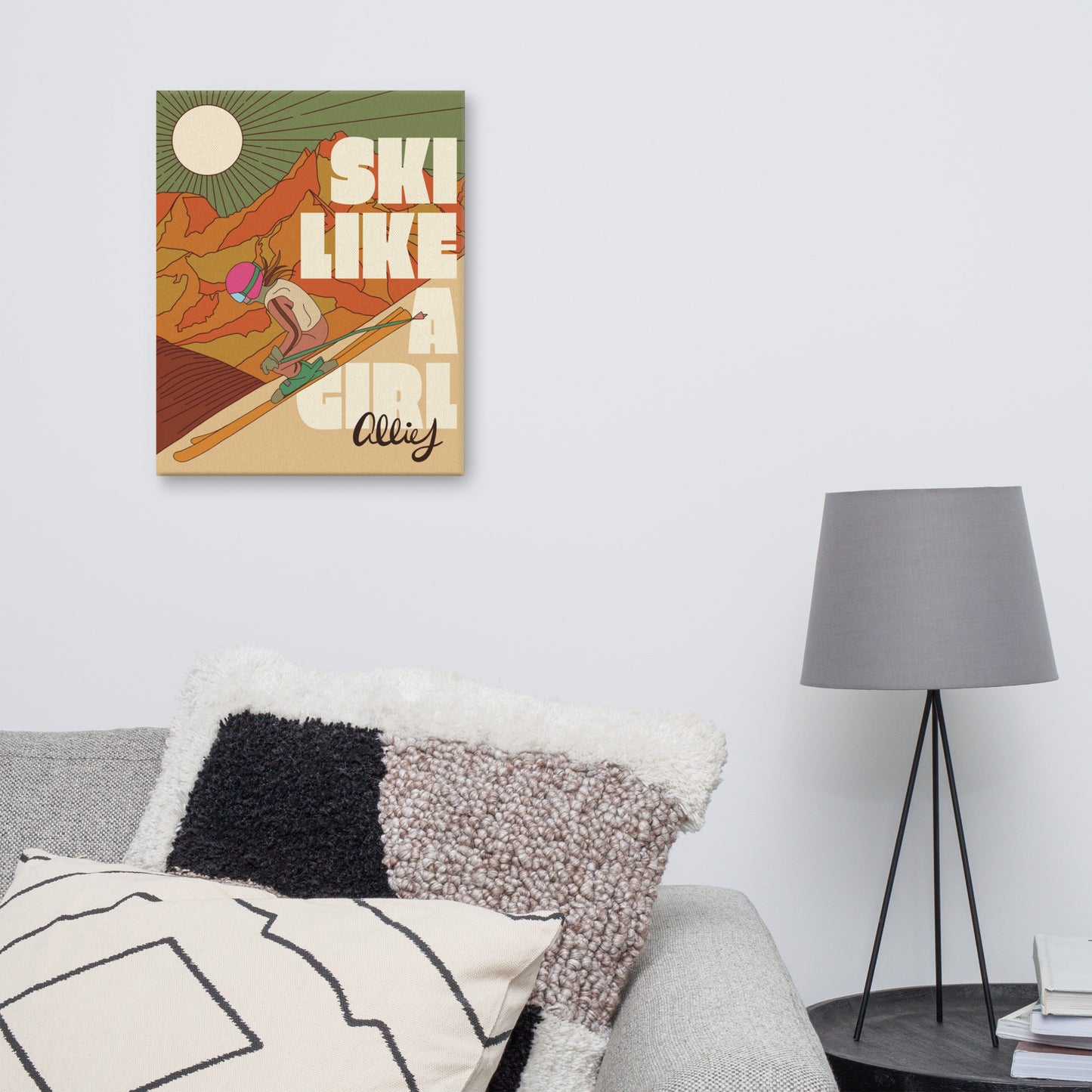 Retro Ski Like a Girl Canvas