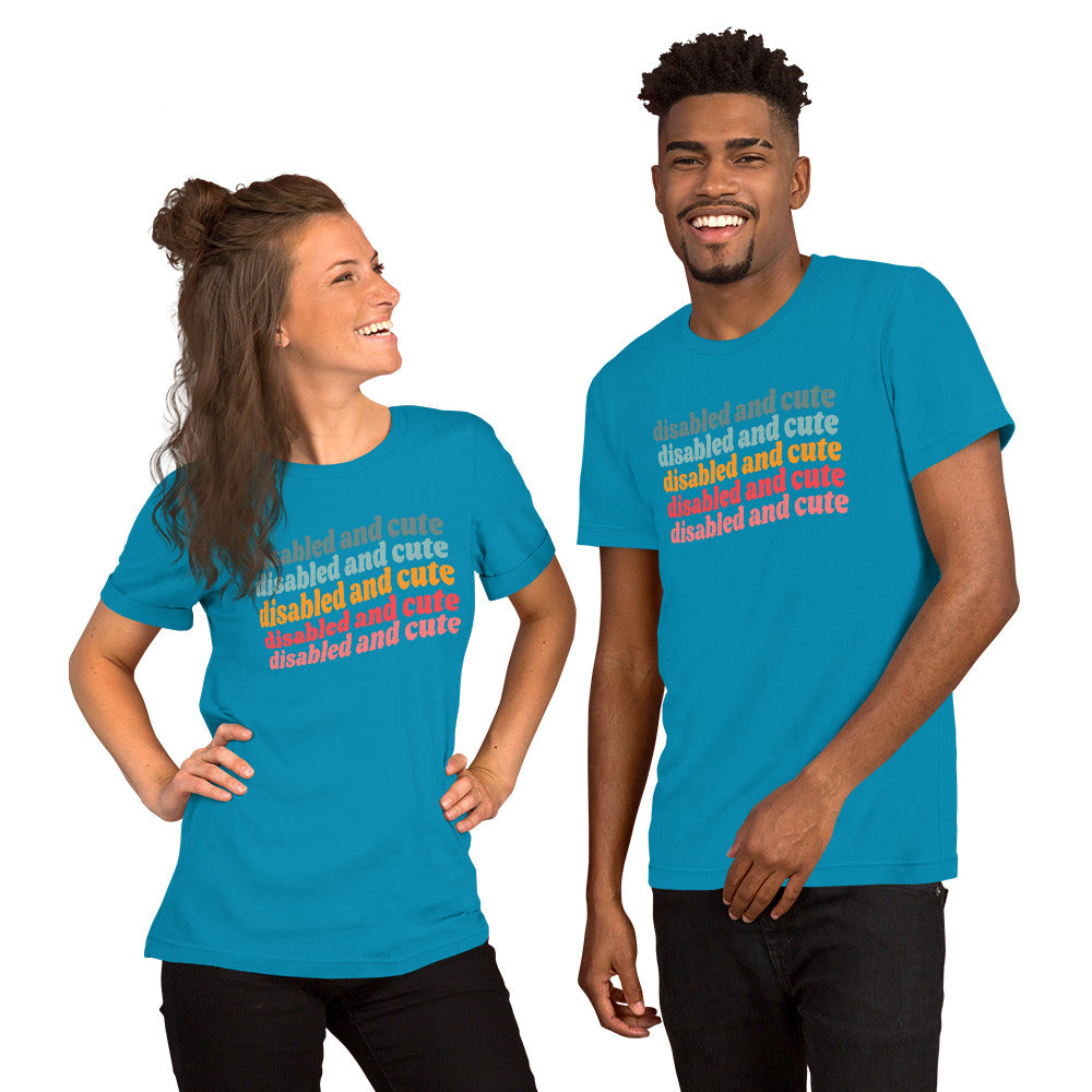 Disabled and Cute Multicolor Unisex t-shirt