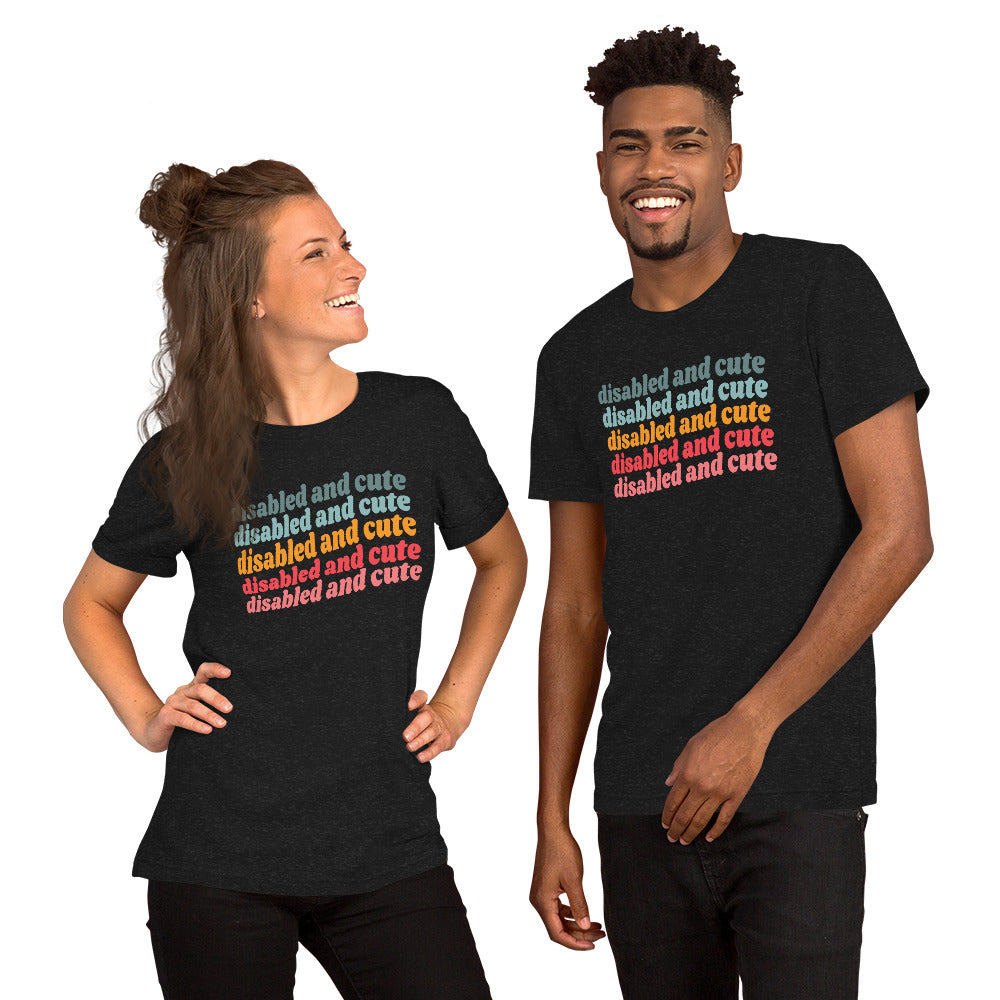 Disabled and Cute Multicolor Unisex t-shirt