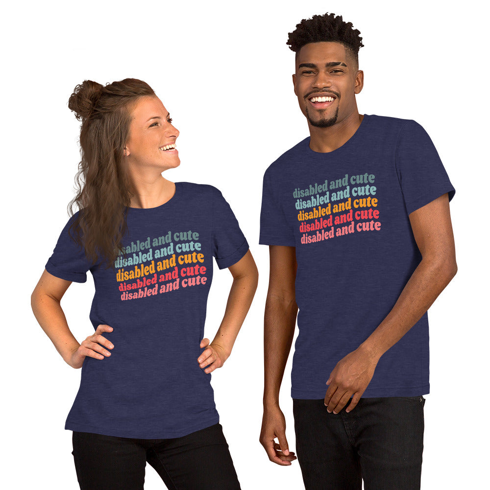 Disabled and Cute Multicolor Unisex t-shirt