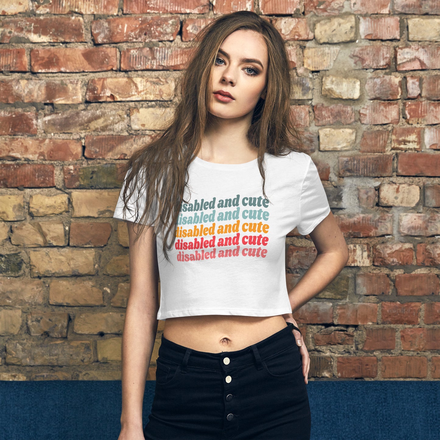 Disabled and Cute MultiColor Women’s Crop Tee