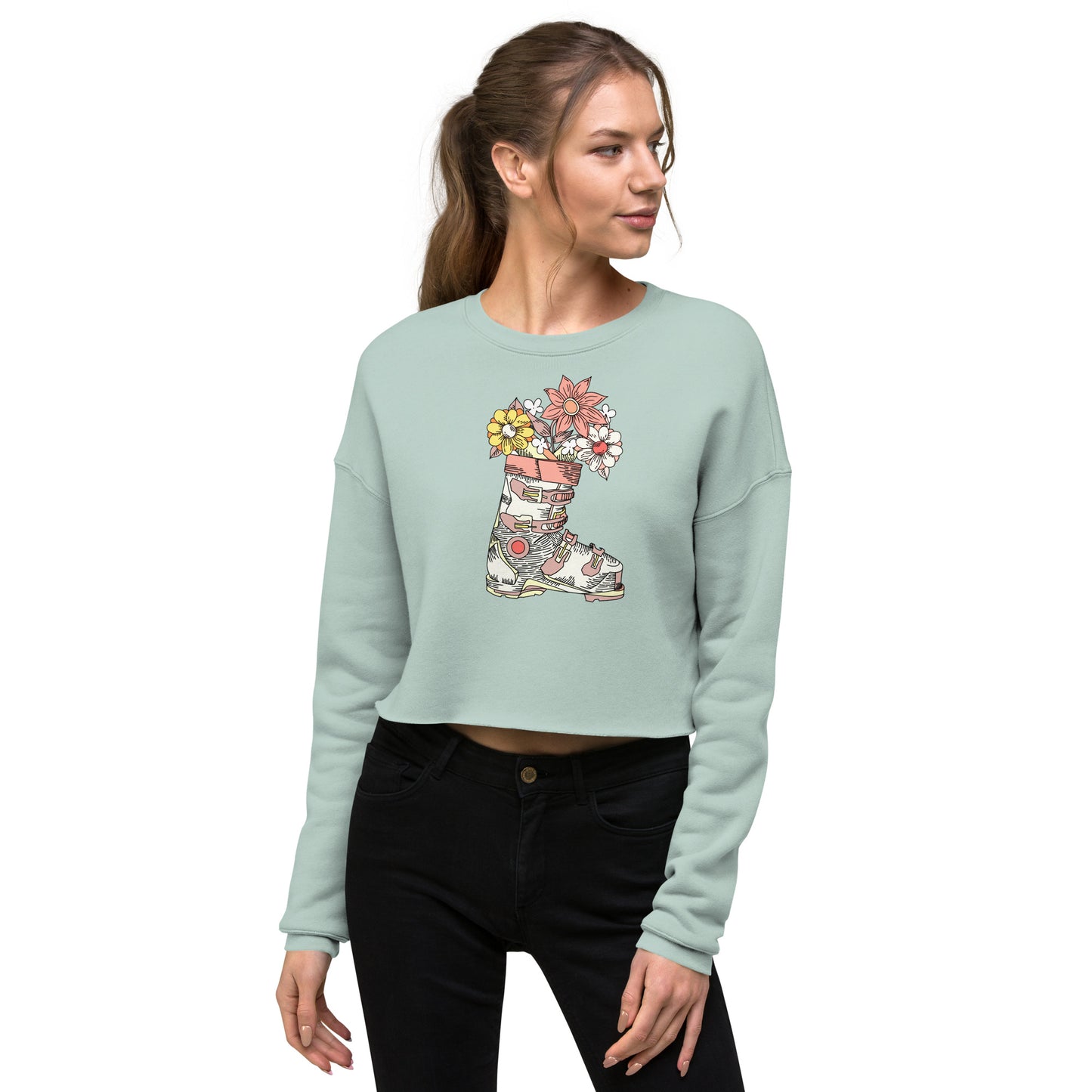 Boot and Blossoms Pastel Crop Sweatshirt