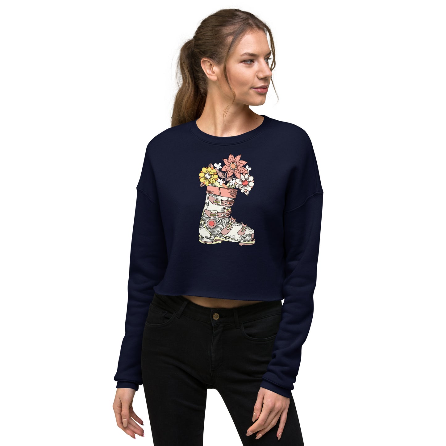 Boot and Blossoms Pastel Crop Sweatshirt