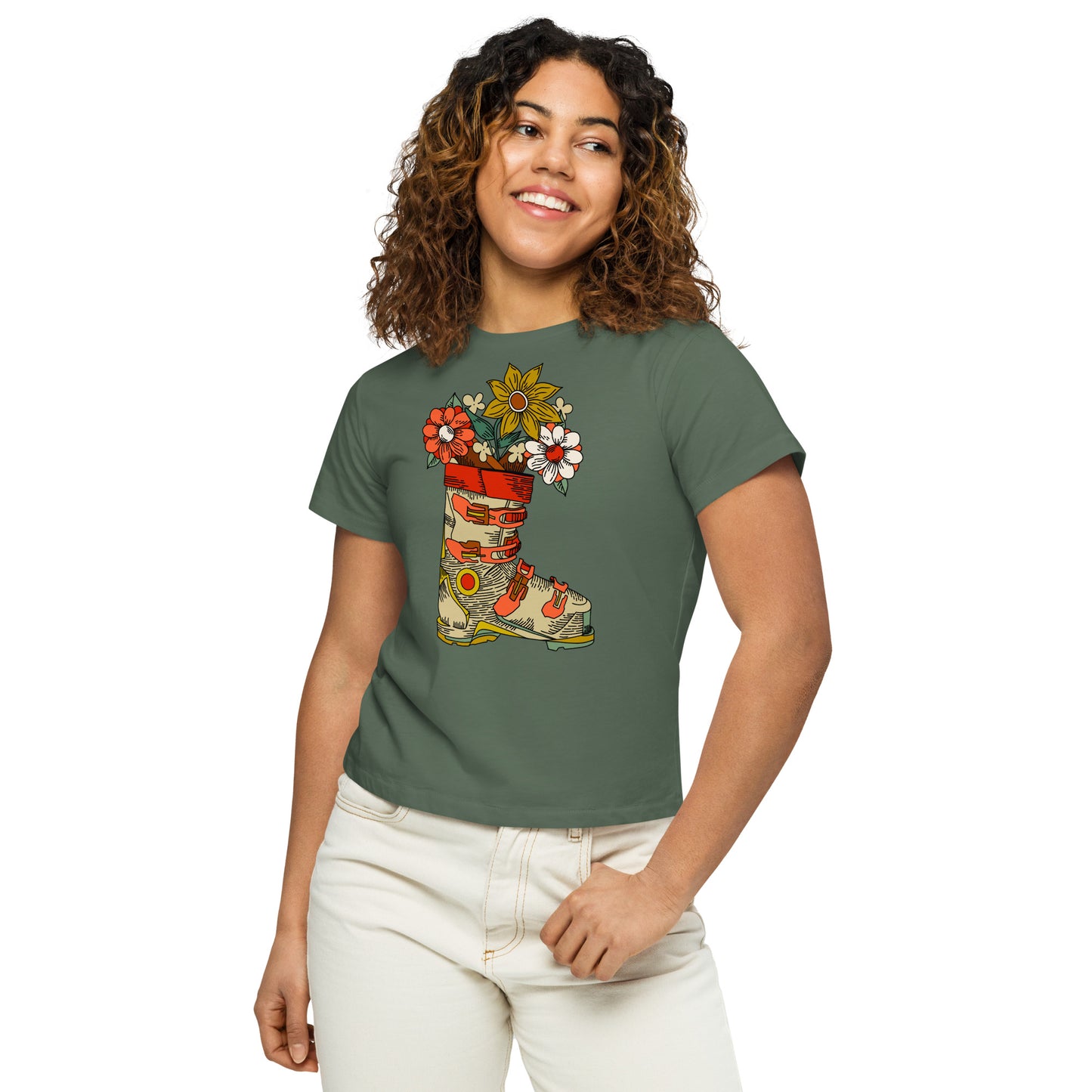 Bloom Where You’re Planted Retro Women’s high-waisted t-shirt