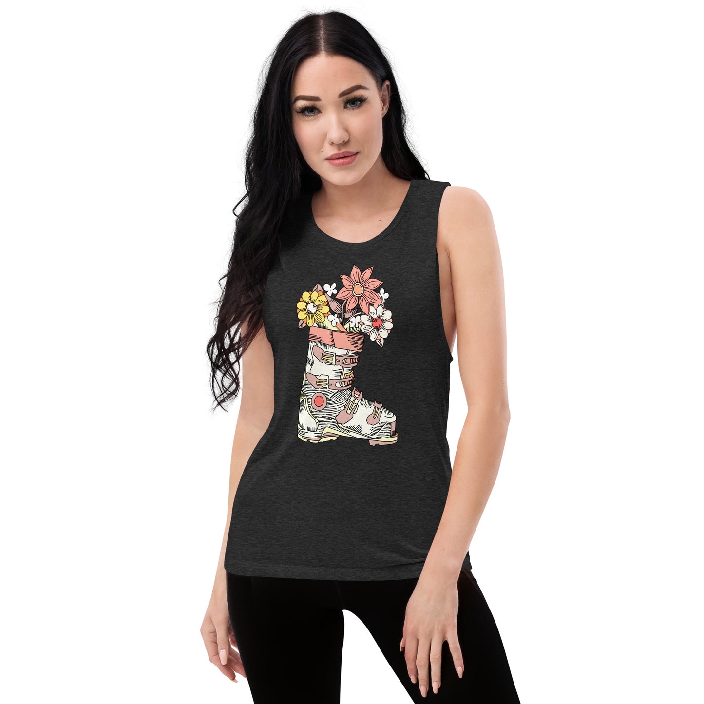 Boot and Blossom with Flowers Pastel Ladies’ Muscle Tank