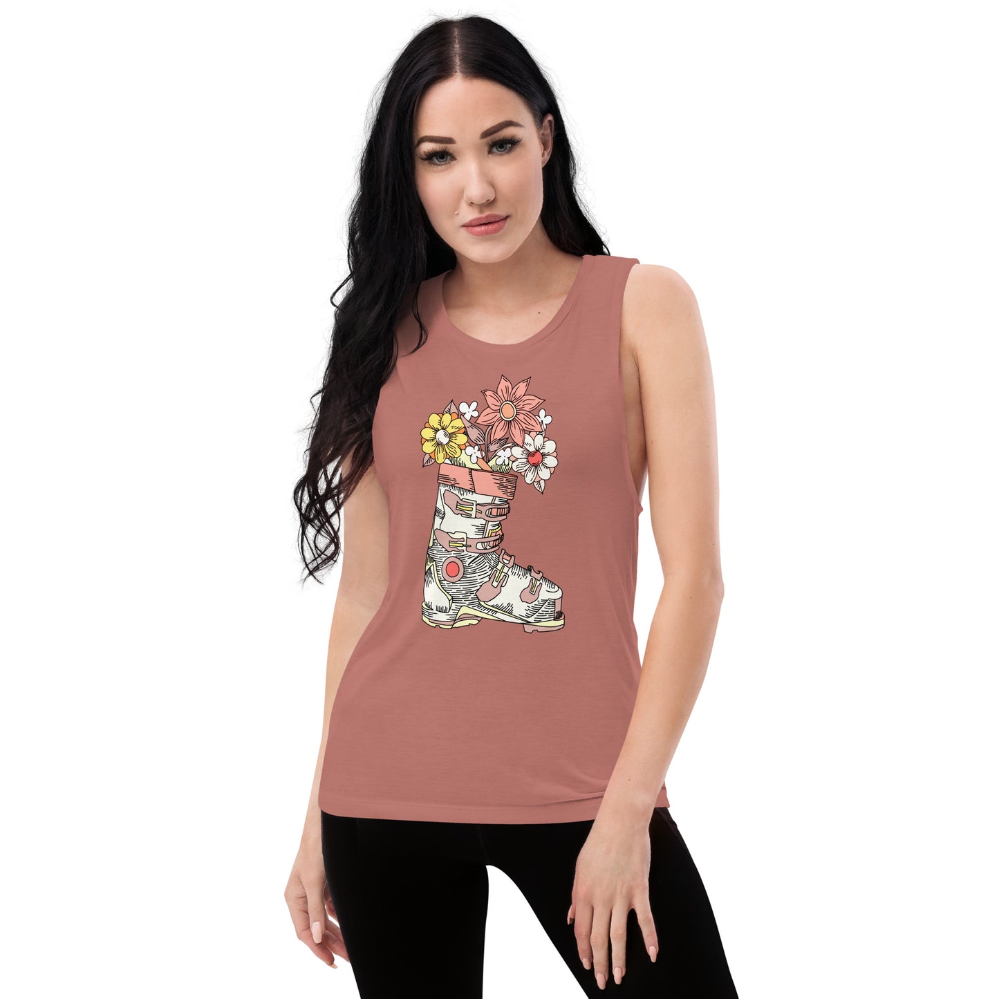 Boot and Blossom with Flowers Pastel Ladies’ Muscle Tank