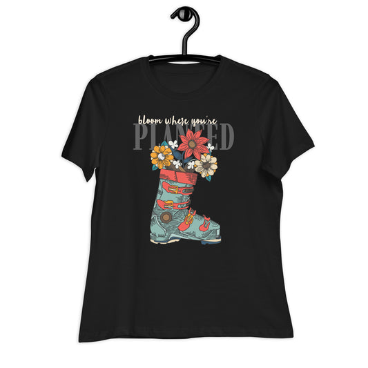 Bloom Where You’re Planted Teal Women's Relaxed T-Shirt